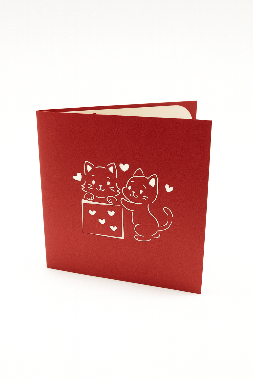 Cat Couple Pop Up Love Card - 3D Hearts & Gift Box | Cat Lovers - The Card Corner