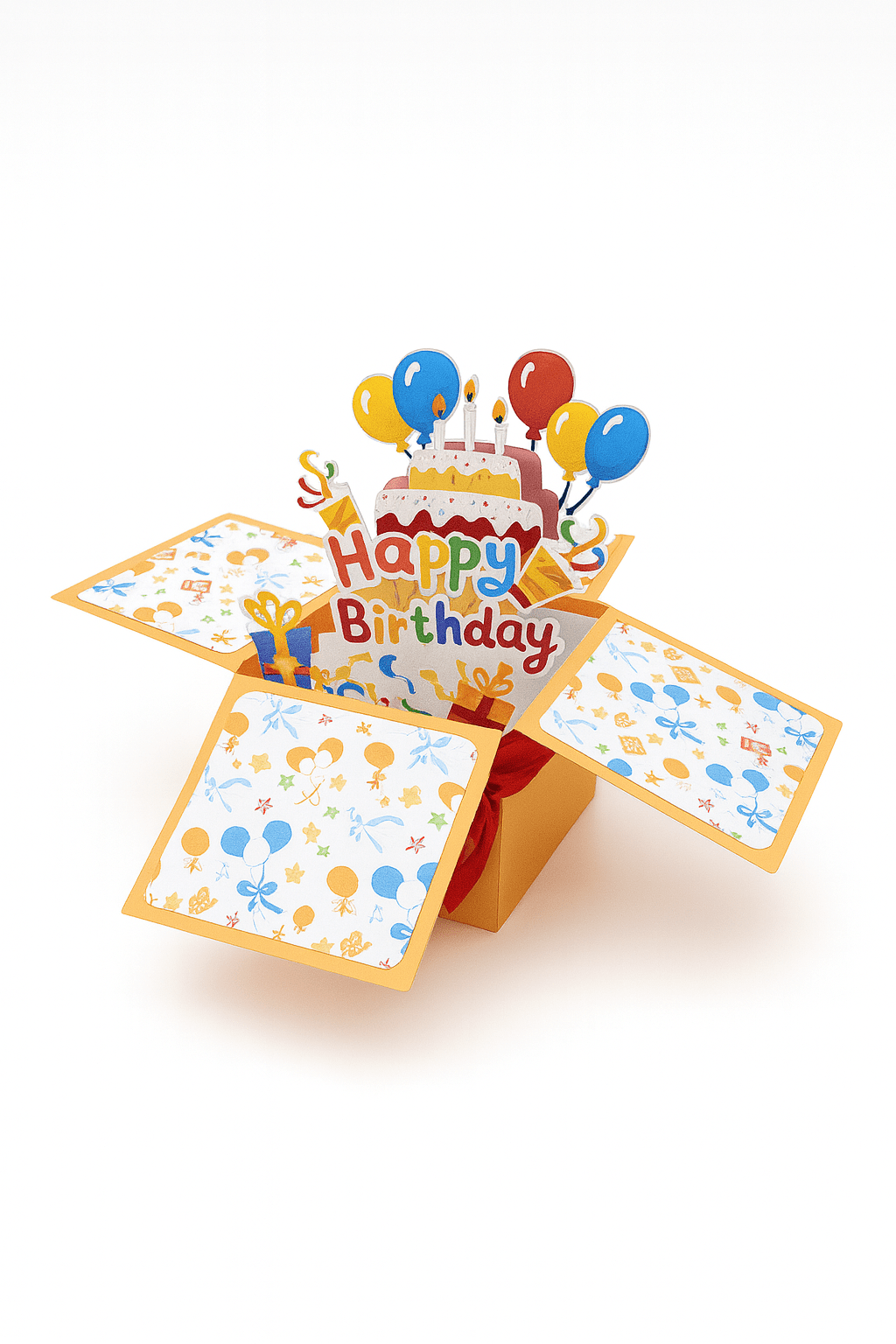 Happy Birthday Pop Up Card - 3D Cake & Balloons Gift Box - The Card Corner