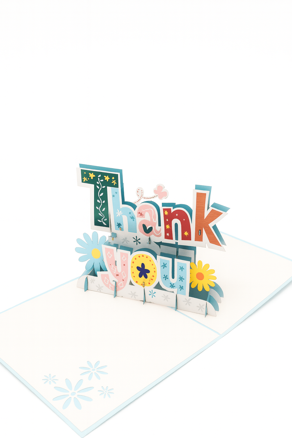 Thank You Pop Up Card - 3D Colorful Flowers & Heartfelt Message - The Card Corner