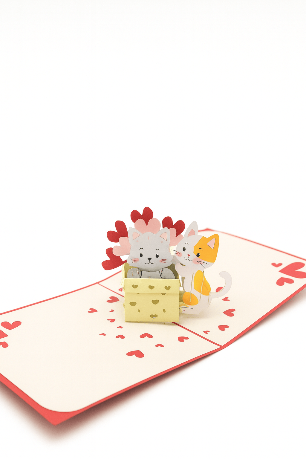 Cat Couple Pop Up Love Card - 3D Hearts & Gift Box | Cat Lovers - The Card Corner