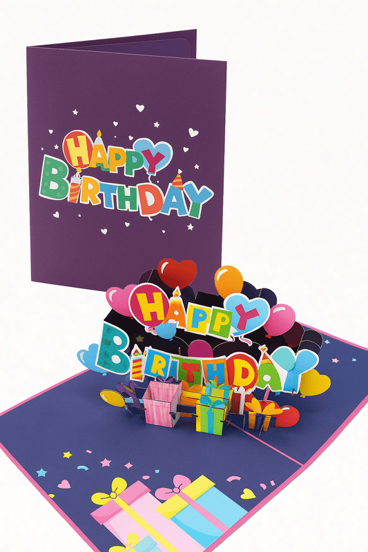 Colorful Birthday Pop Up Card - 3D Balloons & Gifts | Party Celebration - The Card Corner