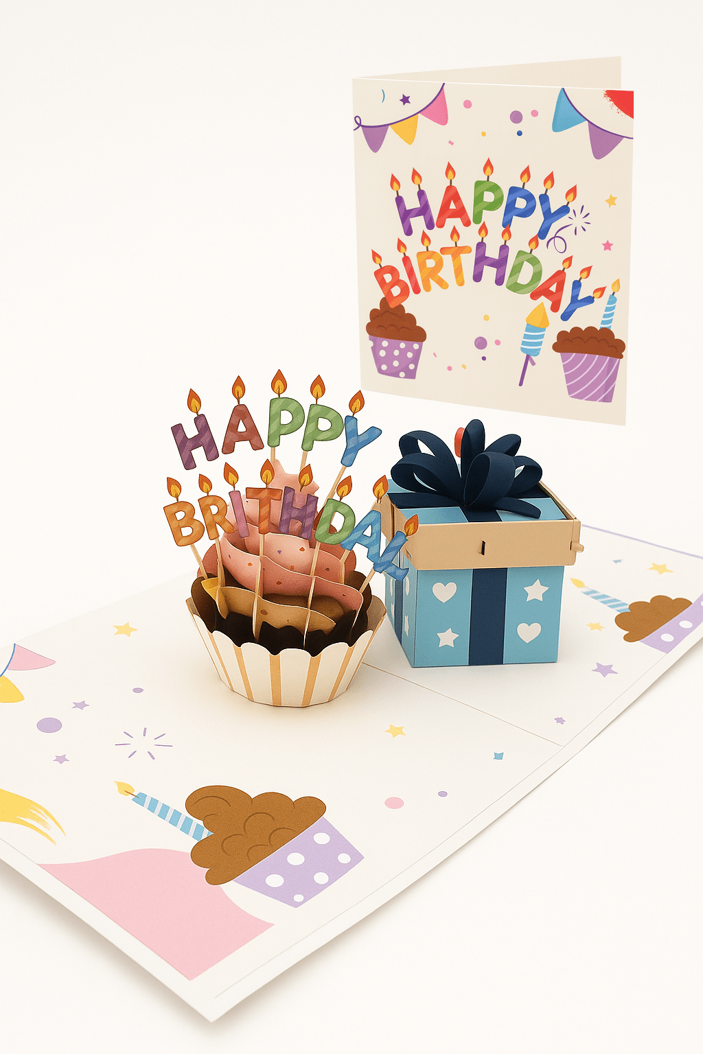 Cupcake Pop Up Birthday Card - Candles & Confetti - The Card Corner