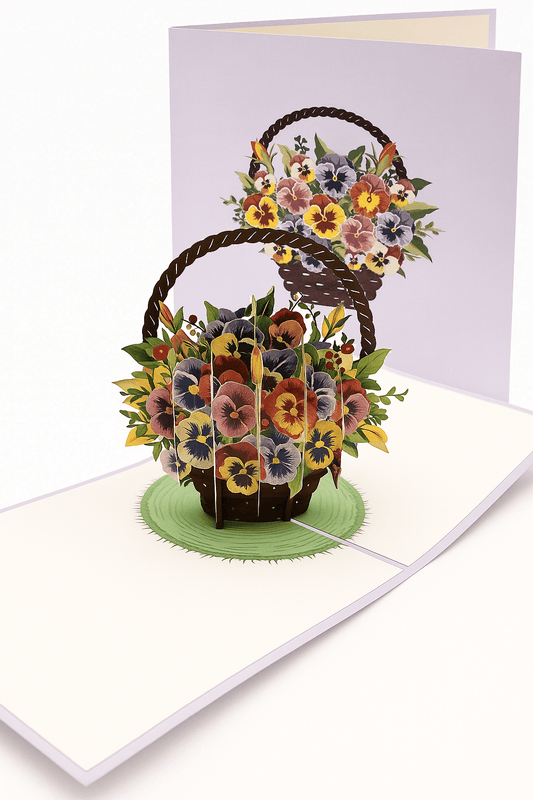 Flower Basket Pop Up Card - 3D Floral Bouquet for All Occasions - The Card Corner