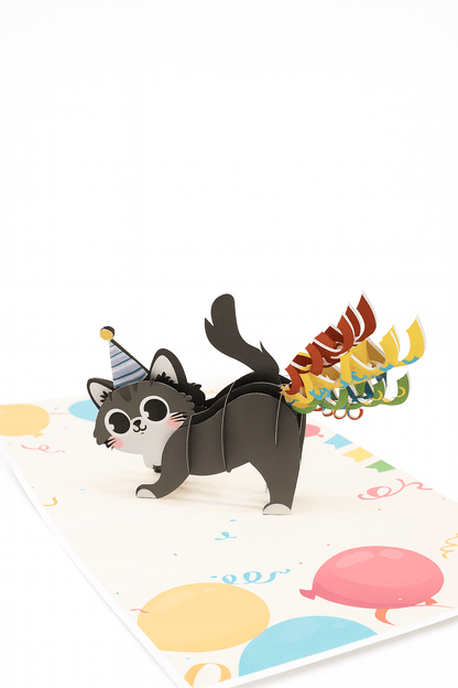 Funny Cat Birthday Card - 3D Pop Up with Confetti | Hilarious Gift - The Card Corner