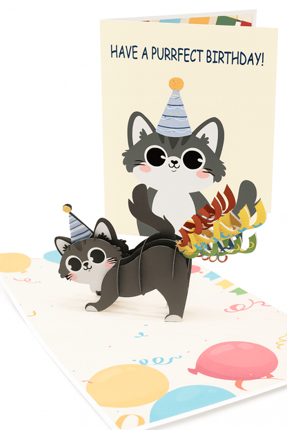 Funny Cat Birthday Card - 3D Pop Up with Confetti | Hilarious Gift - The Card Corner