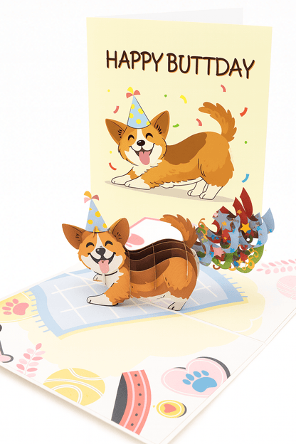 Funny Dog Birthday Card - 3D Pop Up with Confetti | Hilarious Gift - The Card Corner