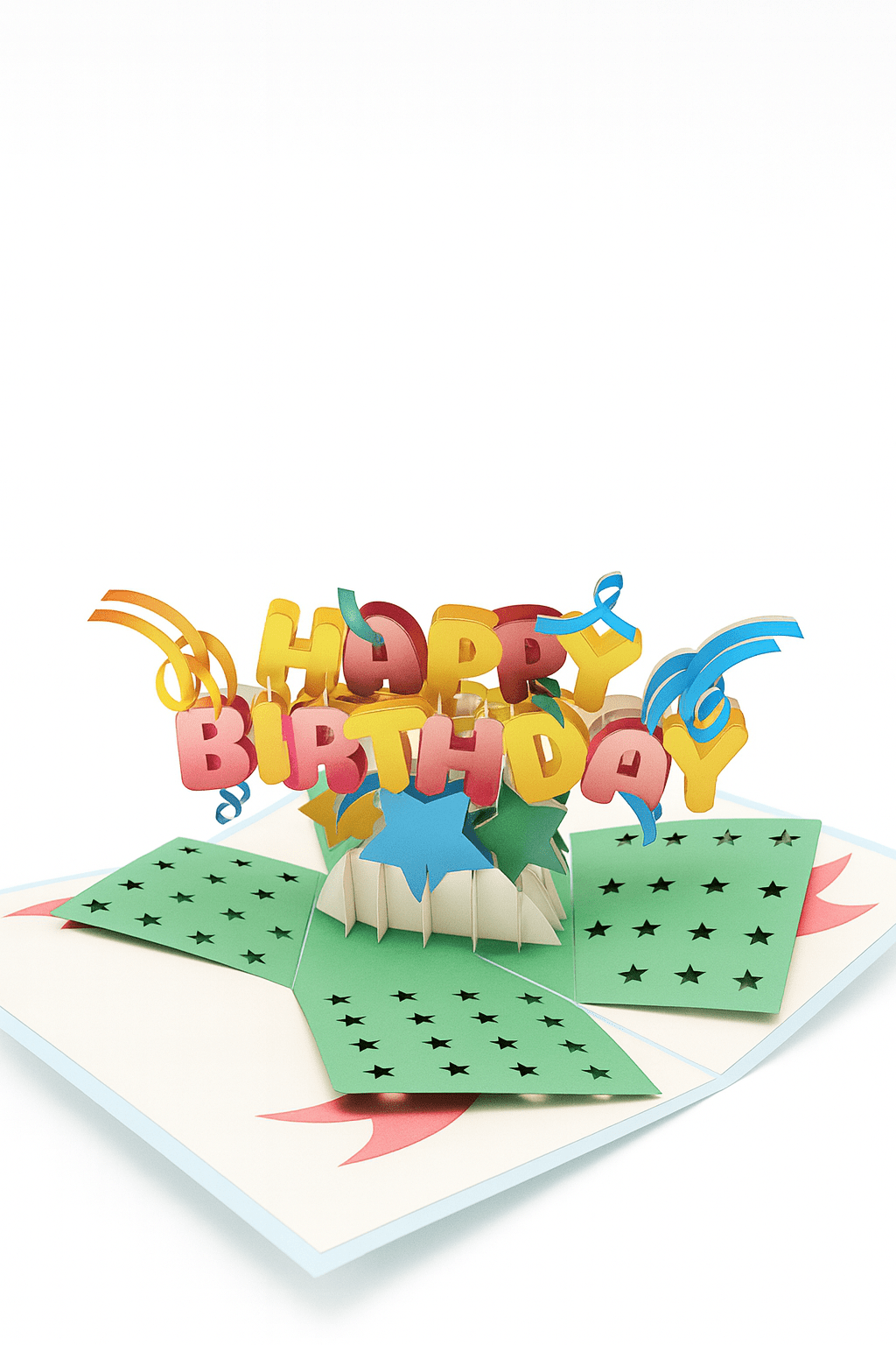 Happy Birthday Pop Up Card - 3D Colorful Ribbons & Balloons - The Card Corner