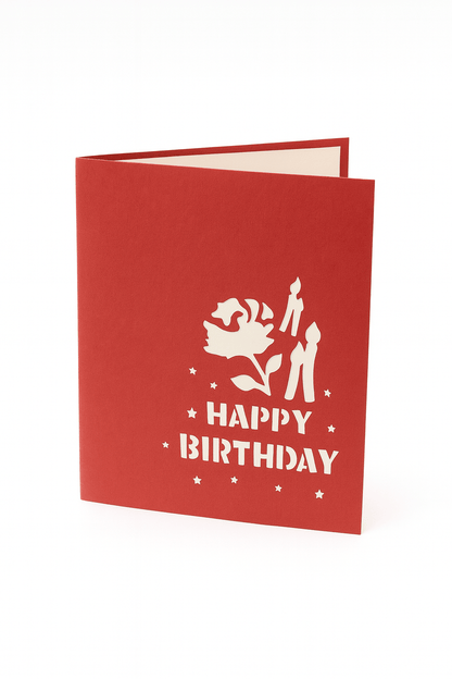 Happy Birthday Pop Up Card - 3D Floral Bouquet | Elegant Greeting - The Card Corner