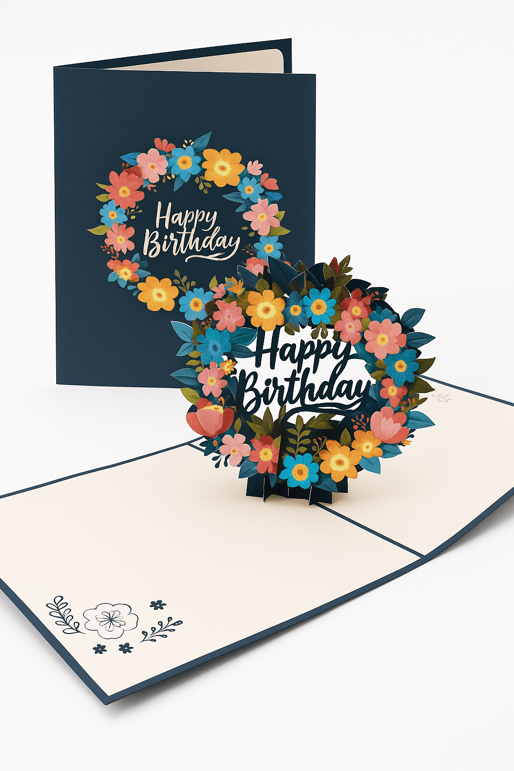 Happy Birthday Pop Up Card - 3D Flower Wreath | Colorful Greeting - The Card Corner