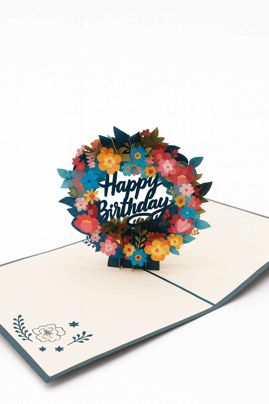 Happy Birthday Pop Up Card - 3D Flower Wreath | Colorful Greeting - The Card Corner