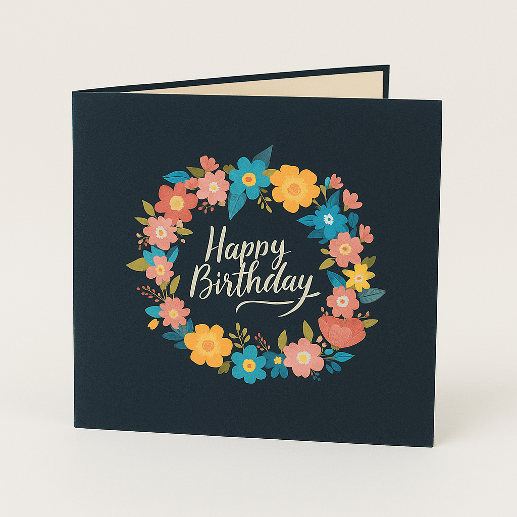 Happy Birthday Pop Up Card - 3D Flower Wreath | Colorful Greeting - The Card Corner