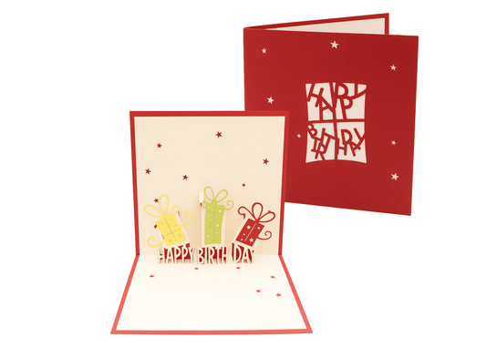 Happy Birthday Pop Up Card - 3D Gift Boxes | Simple & Colorful - The Card Corner