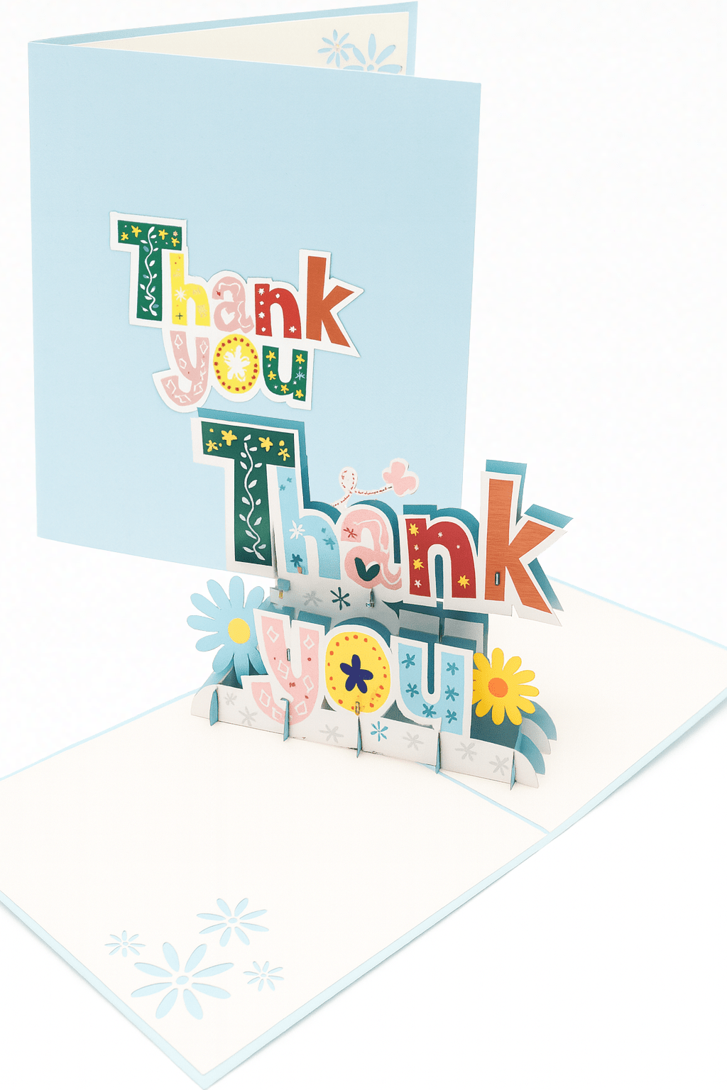 Thank You Pop Up Card - 3D Colorful Flowers & Heartfelt Message - The Card Corner